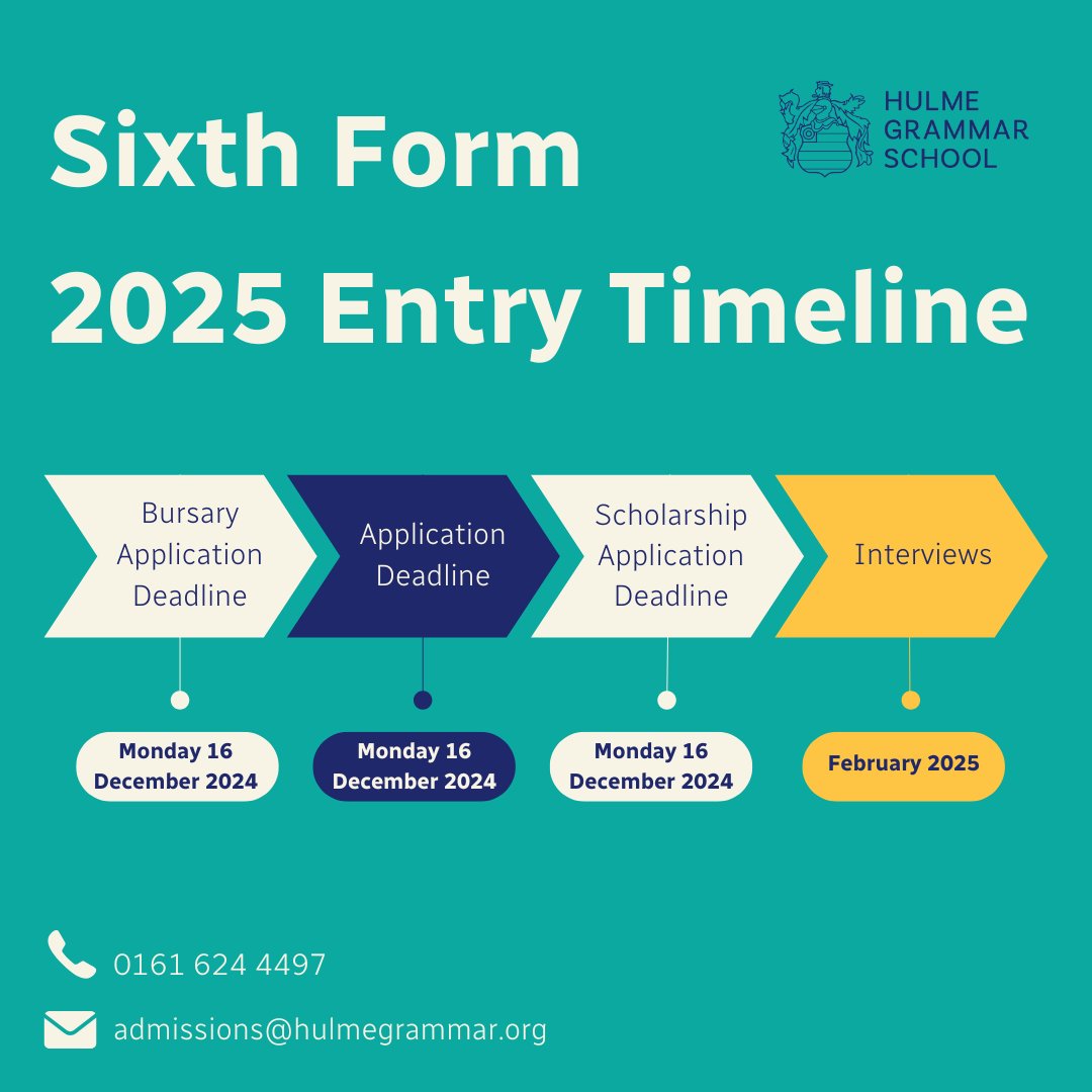 There is still time! ⏳ The deadline for applications for 2025 entry into our Sixth Form is Monday 16 December 2024.

Students must apply and register for a place in Sixth Form before we can consider scholarship applications.