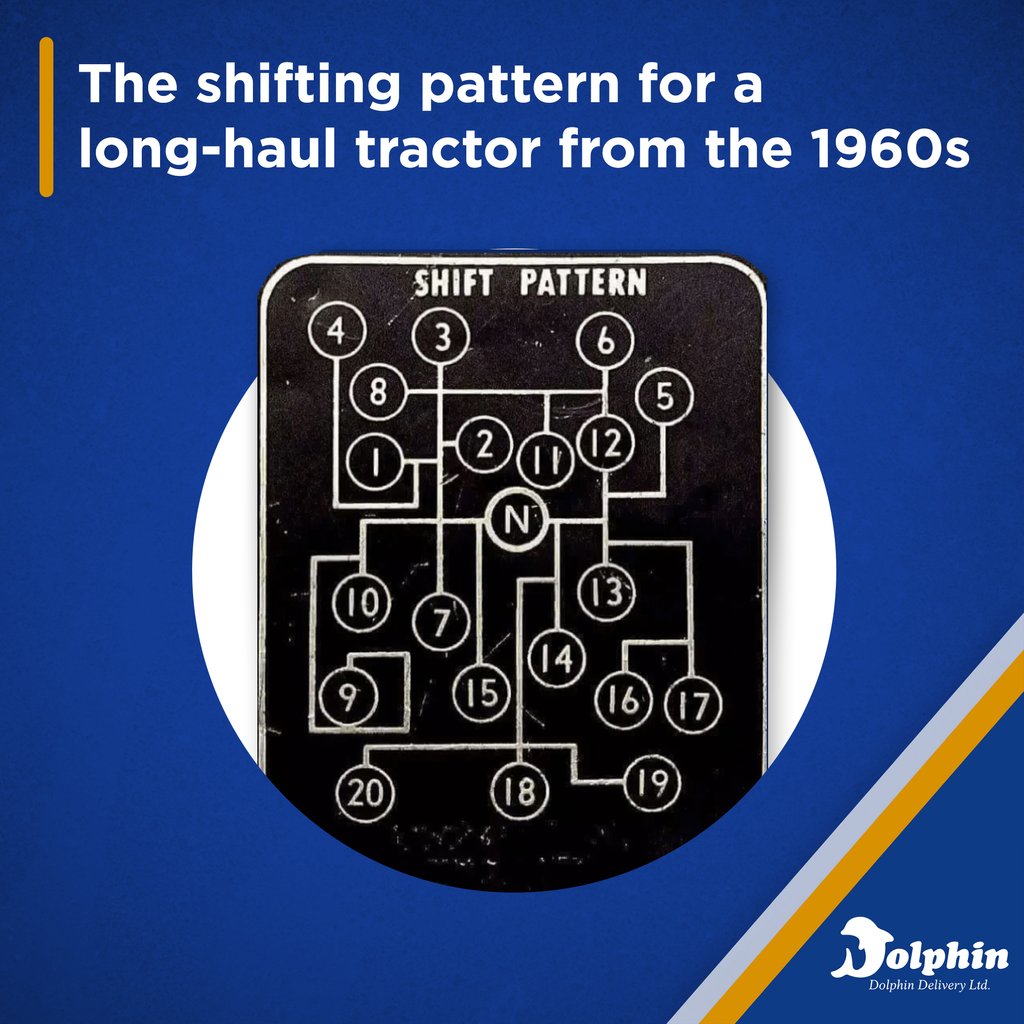 A look back on a Freightliner shift pattern from the 1960s - pretty tough getting from 4th to 5th! We've been making deliveries look easy since 1968, trust Dolphin when you need it delivered on-time.
