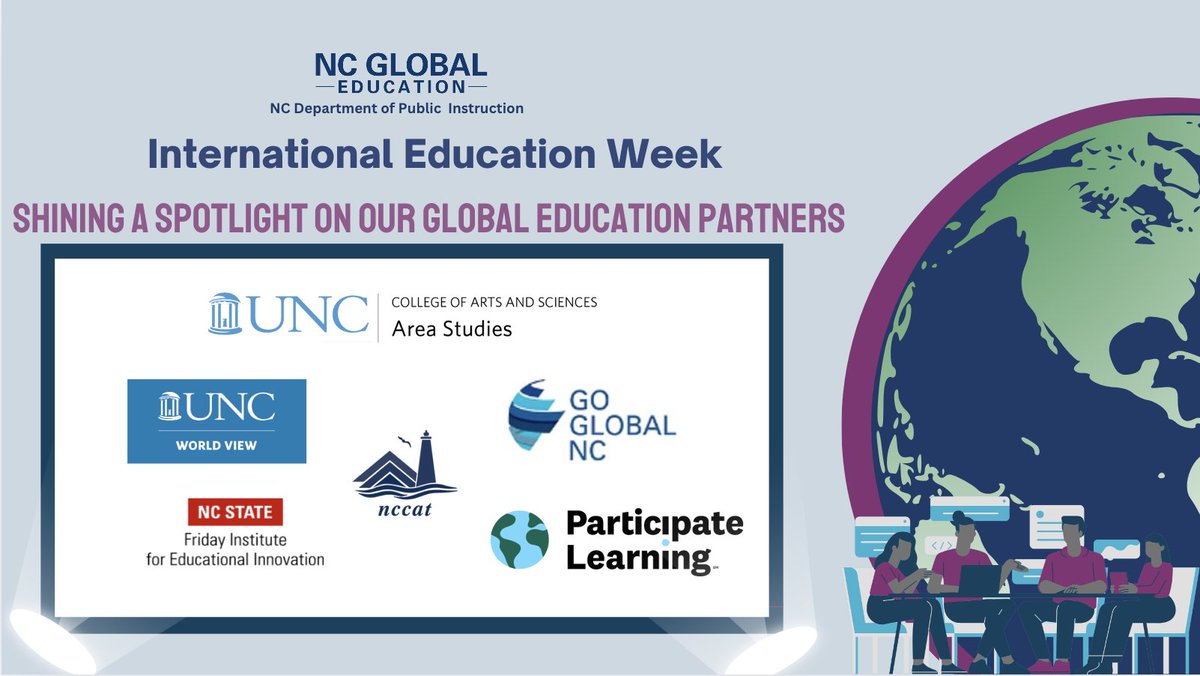 We want to Shine a Spotlight on our amazing partners, who help students &amp; educators become globally competent!  Thank you for your willingness to collaborate with us and for your commitmet to supporting global ed. initiatives! 
Learn more about them: go.ncdpi.gov/NCGlobalEdPart…