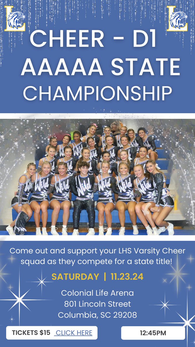 Make plans to cheer on your Wildcats this Saturday in the Division 1, 5A State Championship!  Lexington takes the mat at 12:45pm. 
#HailtoThee2025