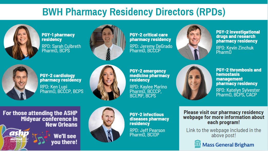 Interested in learning about our PGY-1 and PGY-2 pharmacy residency programs? Check out our program webpages: tinyurl.com/3kvxe3d9

For those attending the 2024 ASHP Midyear conference, see you in New Orleans! ⚜️🎷🎵 

#TwitteRx #PharmRes
