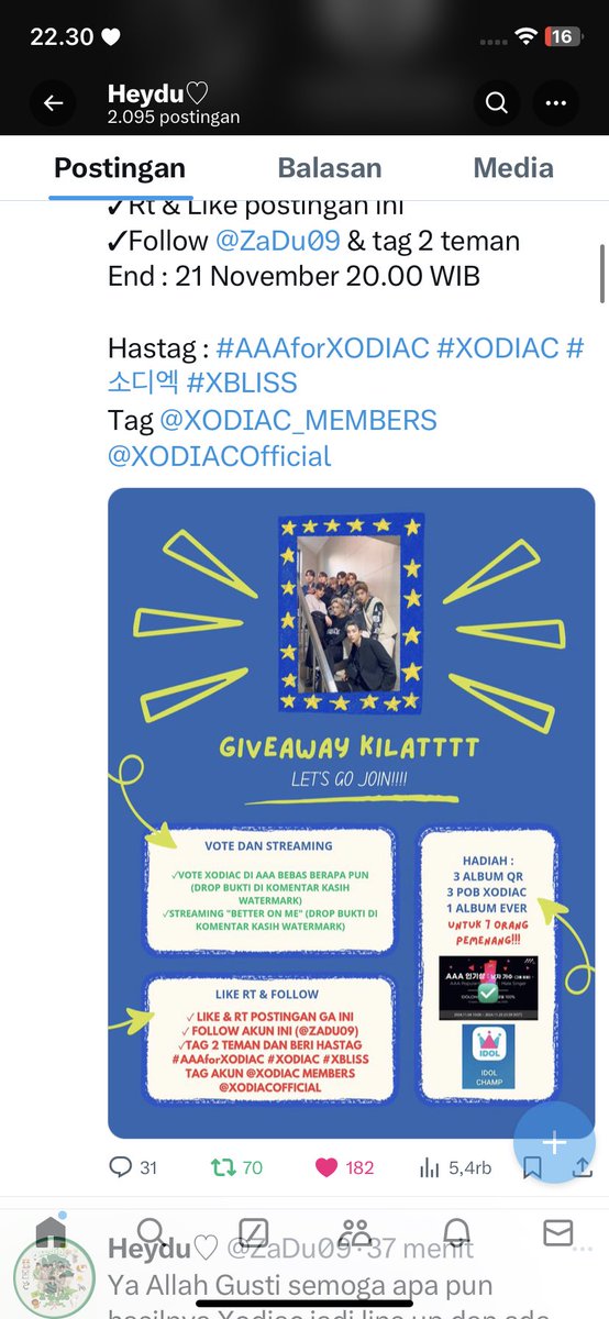 luppy1999's tweet photo. @ZaDu09 @XODIAC_MEMBERS @XODIACOfficial ikutan yaa kak, izin tag @jiasti85 @x131i5s 
#AAAforXODIAC #XODIAC #소디엑 #XBLISS 
@XODIAC_MEMBERS @XODIACOfficial https://t.co/eN7D5duurF