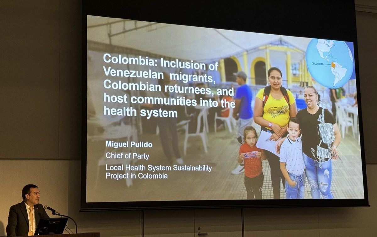 miguelpulido's tweet photo. Day 3 highlight at #HSR2024 in Nagasaki, Japan 🇯🇵! Honored to present 🇨🇴 Colombia: Inclusion of Venezuelan migrants, Colombian returnees, and host communities into the health system. 🤝 Proud to share our impact with global health leaders. 🌍 #WeAre @AbtGlobalImpact @LHSSproject https://t.co/Q896flVKSB