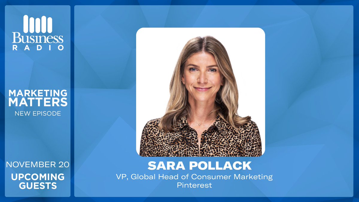 Wharton Marketing Matters (@sxmmarketing) on Twitter photo 📌SPOTLIGHT - TODAY at 5:30pm ET Sara Pollock VP & Global Head of Consumer Marketing <a href="/Pinterest/">Pinterest</a> joins <a href="/AmReed2/">Dr. Americus Reed II</a> to talk about their New Features & Shoppable Gift Guides Curated by Celebrities, Brands & Content Creators🎁
🔊Tune in on <a href="/SXMBusiness/">SiriusXM Business Radio</a>🔊 📌SPOTLIGHT - TODAY at 5:30pm ET Sara Pollock VP & Global Head of Consumer Marketing <a href="/Pinterest/">Pinterest</a> joins <a href="/AmReed2/">Dr. Americus Reed II</a> to talk about their New Features & Shoppable Gift Guides Curated by Celebrities, Brands & Content Creators🎁
🔊Tune in on <a href="/SXMBusiness/">SiriusXM Business Radio</a>🔊