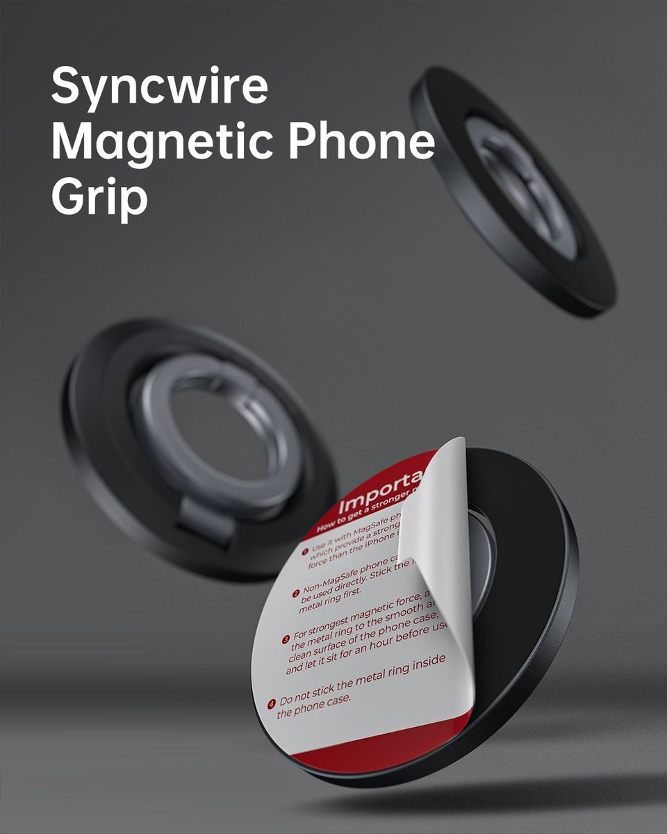 Say goodbye to bulkiness and hello to lightness!👋
#Syncwire Ultra-Thin Magnetic Phone Grip, portable and stylish. ✨ 
Buy now!    buff.ly/40Tejwz 

#Syncwire #grip #kickstand #syncwiremagneticgri #magsafe #skincare #strength #design #gym #Life #Phone