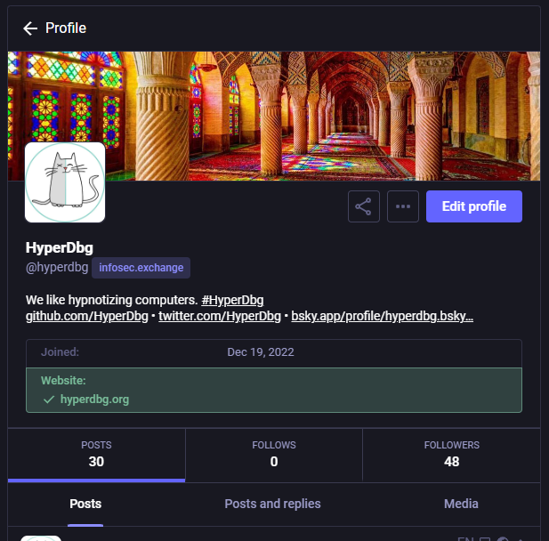 HyperDbg's tweet photo. We're sharing updates on #HyperDbg releases and debugging tips on #Bluesky and #Mastodon too!
You can also follow us there. 😊
- https://t.co/Ve9cDzmW38
- https://t.co/JAKjftUis9 https://t.co/jBoxKULibq