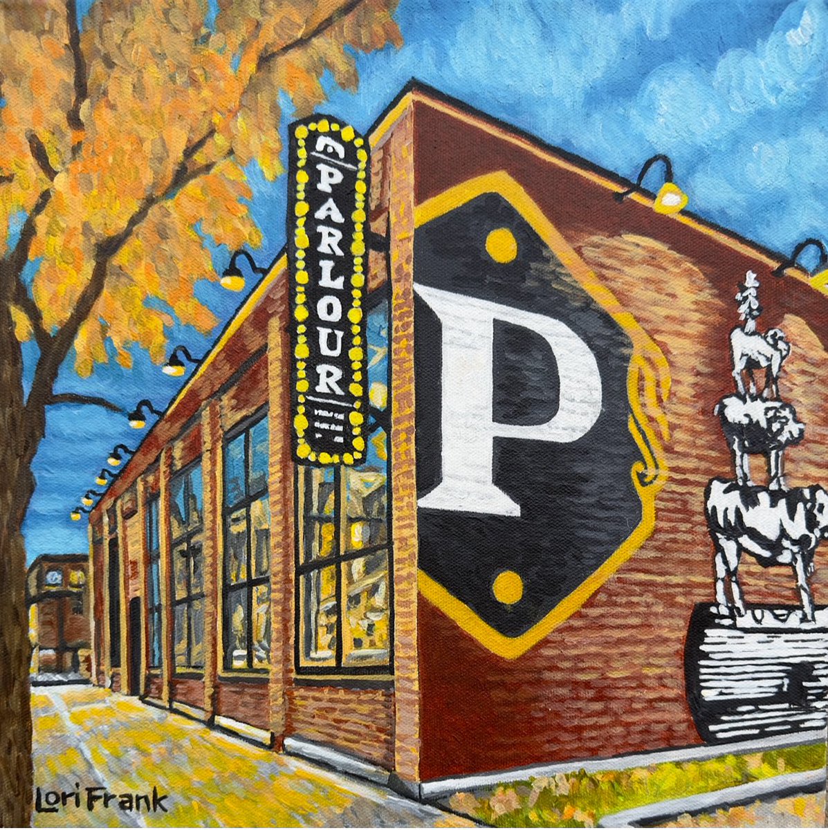 Here’s my latest painting - ‘Za at The Parlour. Now available.  Supporting local with my series. This popular venue on 108 street is a great go to before events at Rogers Place.