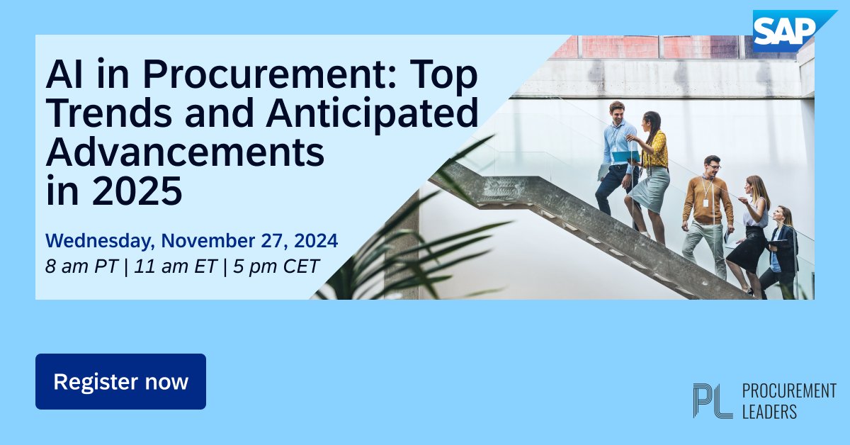 KimZel1's tweet photo. The future of #procurement is fast approaching! In the final webinar of our series, we’ll dive into 2024’s AI trends and explore innovations set to shape 2025. Don’t miss this key opportunity to stay ahead. @SAPAriba 

Register Today: https://t.co/ml6p4c3AHm https://t.co/TJOSWOEQf2