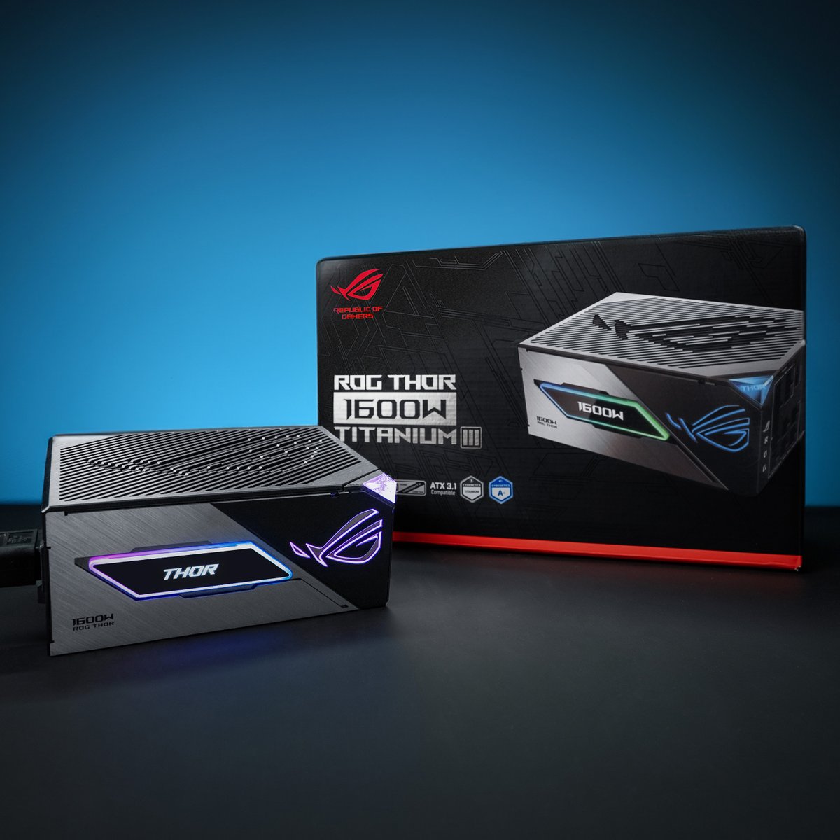 ASUS_ROG's tweet image. 🔨 Thor said, "Let there be power," and the #ROGThor III series said, "I gotchu." With GaN MOSFET, GPU-First stabilizer, and Turbo Mode for max cooling, these power cores bring thunder to next-gen GPUs and overclocking.
Available in 1600W, 1200W &amp;amp; 1000W:  rog.gg/ThorIII-1600W