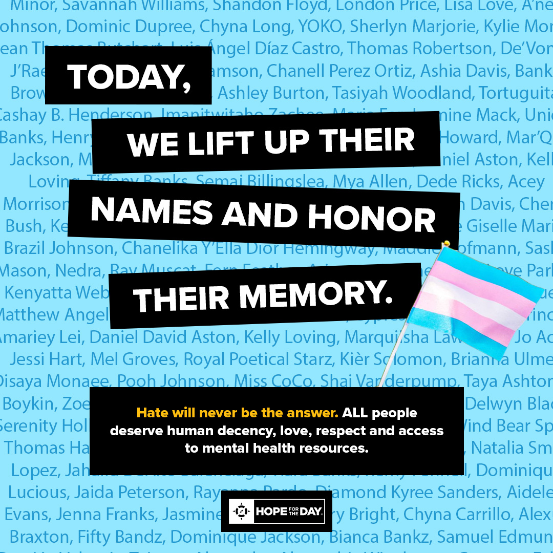 Today is Transgender Day of Remembrance. Every day, but especially today, we lift up their names and honor their memory. Respecting pronouns is truly suicide prevention and hate will never be the answer. ALL people deserve respect and access to mental health resources. 🖤🏳️‍⚧️