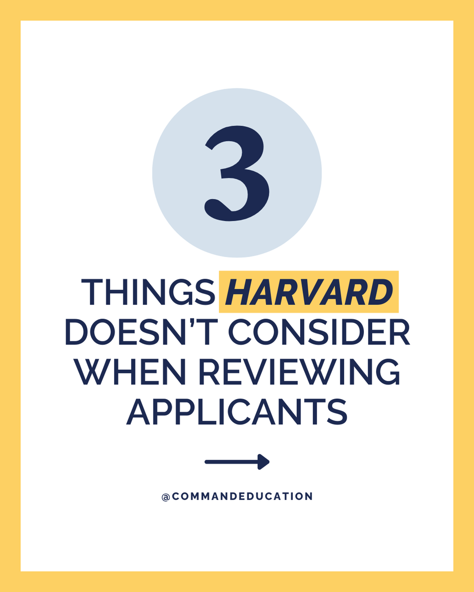 commandedu's tweet image. What does Harvard skip in application reviews? 🤔 Here are 3 factors they don’t consider, straight from their Common Data Set.

#Harvard #CollegeApplications #AdmissionsTips #HigherEd #CommandEducation