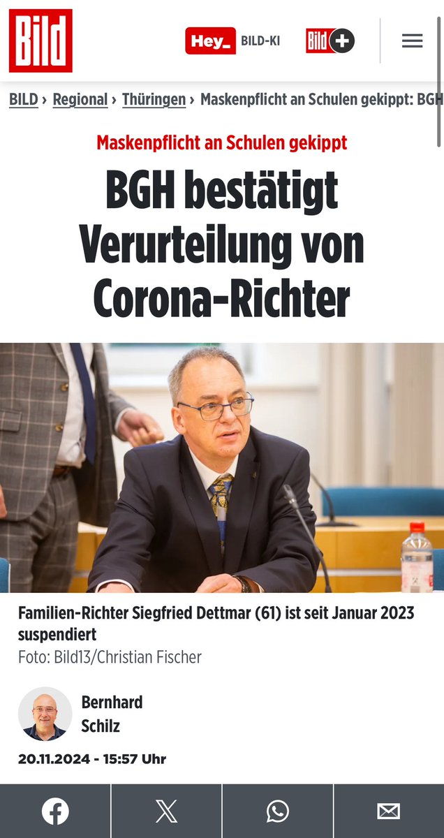 Der Bundesgerichtshof #BGH hat heute über die Revision im Fall Christian #Dettmar entschieden und die Verurteilung zu zwei Jahren Haftstrafe auf Bewährung bestätigt. Damit muß Dettmar mit der endgültigen Entfernung aus dem öffentlichen Dienst und dem Verlust seiner