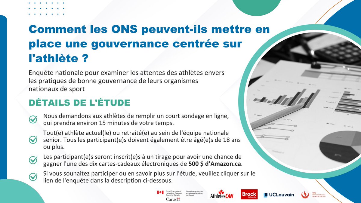 AthletesCAN's tweet photo. Appel à tou(te)s les athlètes ! En partenariat avec @AThompsonPhD et son équipe de recherche, nous lançons une enquête pour examiner les attentes des athlètes envers les pratiques de gouvernance de leurs ONS. Cliquez sur le lien pour plus d'informations : https://t.co/nNiDc97fsV https://t.co/SOtqUROrLX