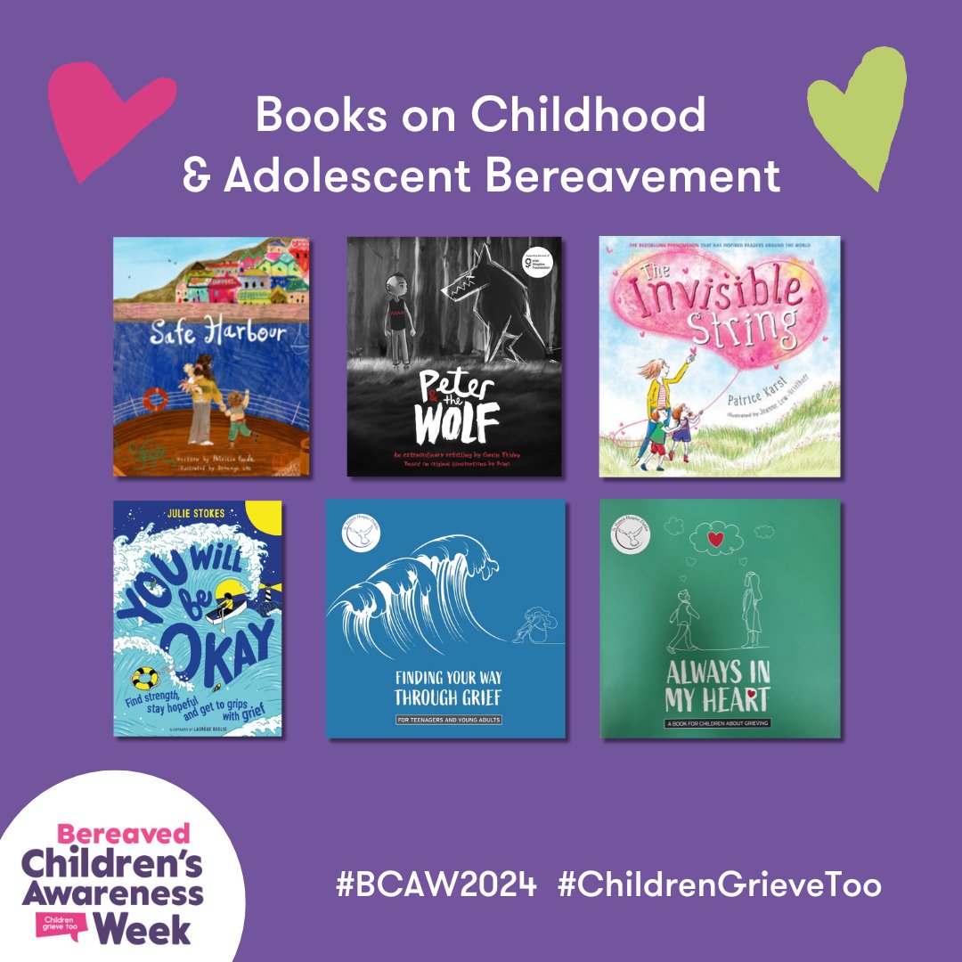 Irish Hospice Foundation (@irishhospice) on Twitter photo 📚 Sharing some fabulous books on childhood & adolescent bereavement for #BCAW2024.
"Safe Harbour", “Always in My Heart” & “Finding Your Way Through Grief” are available as accessible resources on our <a href="/ICBNIrl/">The Irish Childhood Bereavement Network</a> website 👉 childhoodbereavement.ie
#ChildrenGrieveToo 📚 Sharing some fabulous books on childhood & adolescent bereavement for #BCAW2024.
"Safe Harbour", “Always in My Heart” & “Finding Your Way Through Grief” are available as accessible resources on our <a href="/ICBNIrl/">The Irish Childhood Bereavement Network</a> website 👉 childhoodbereavement.ie
#ChildrenGrieveToo