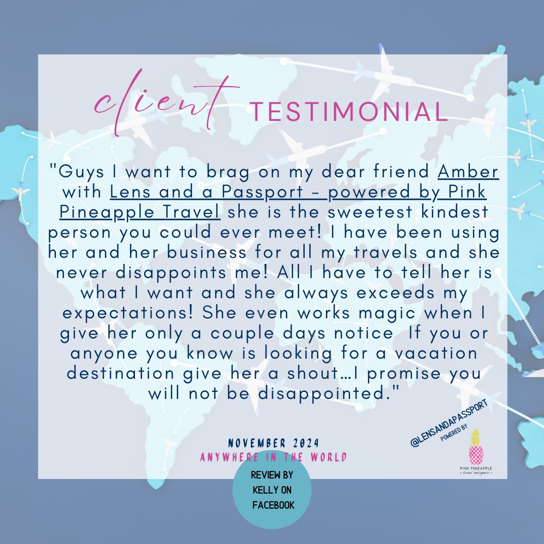 LensAndPassport's tweet photo. I’m so grateful for amazing clients (and friends!) who trust me to make their travel dreams a reality. 💕Ready to plan your next getaway? Let’s chat!⁠

#ClientTestimonial #clientlove #clientreview #luxurytravel #travelspecialist #repeatclient #highlyrecommended #lensandapassport https://t.co/d9c9vuxzJG