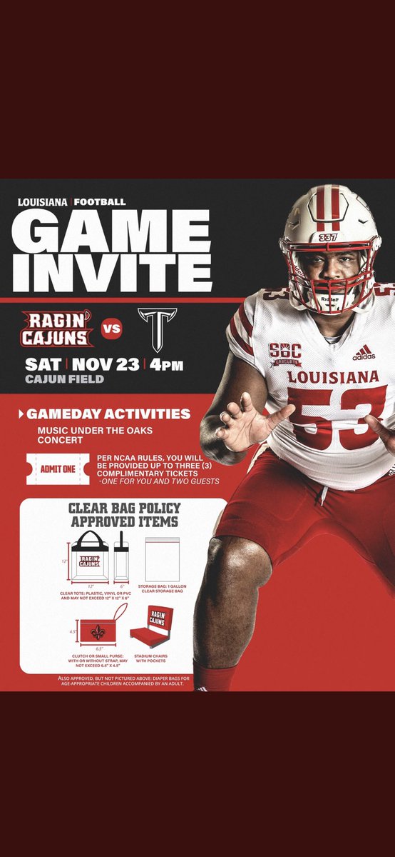 thanks for the game day invite!!! <a href="/RaginCajuns/">Louisiana Ragin' Cajuns®</a> <a href="/RaginCajunsFB/">Louisiana Ragin’ Cajuns® Football</a> <a href="/michaeldes1/">Michael Desormeaux</a> <a href="/leg12tim/">Tim Leger</a>