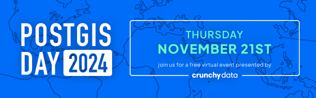 pwramsey's tweet image. Last reminder: PostGIS Day is tomorrow!
Please register! It's free and it helps us size the webinar account. crunchydata.com/community/even…