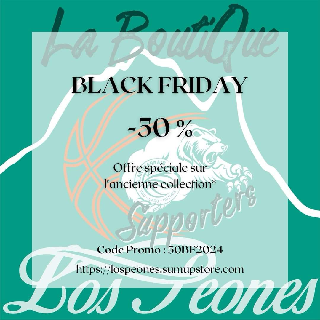 ⚫️ 𝐁𝐥𝐚𝐜𝐤 𝐅𝐫𝐢𝐝𝐚𝐲 ⚫️
💥 En exclusivité 💥
Jusqu'au 6 décembre, bénéficiez de 50% sur la boutique en ligne avec le code 𝟓𝟎𝐁𝐅𝟐𝟎𝟐𝟒
*Uniquement sur les produits avec l’ancien logo des Peones ou de l’Elan.
Lien du site 👇👇
lospeones.sumupstore.com