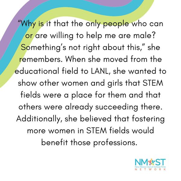 This Week's Women in STEM Spotlight is on Elizabeth Coronado, a senior safety training specialist for the Los Alamos National Laboratory and founder of Girls in STEM #WomeninSTEM #WomeninScience #WomeninSTEMWednesdays