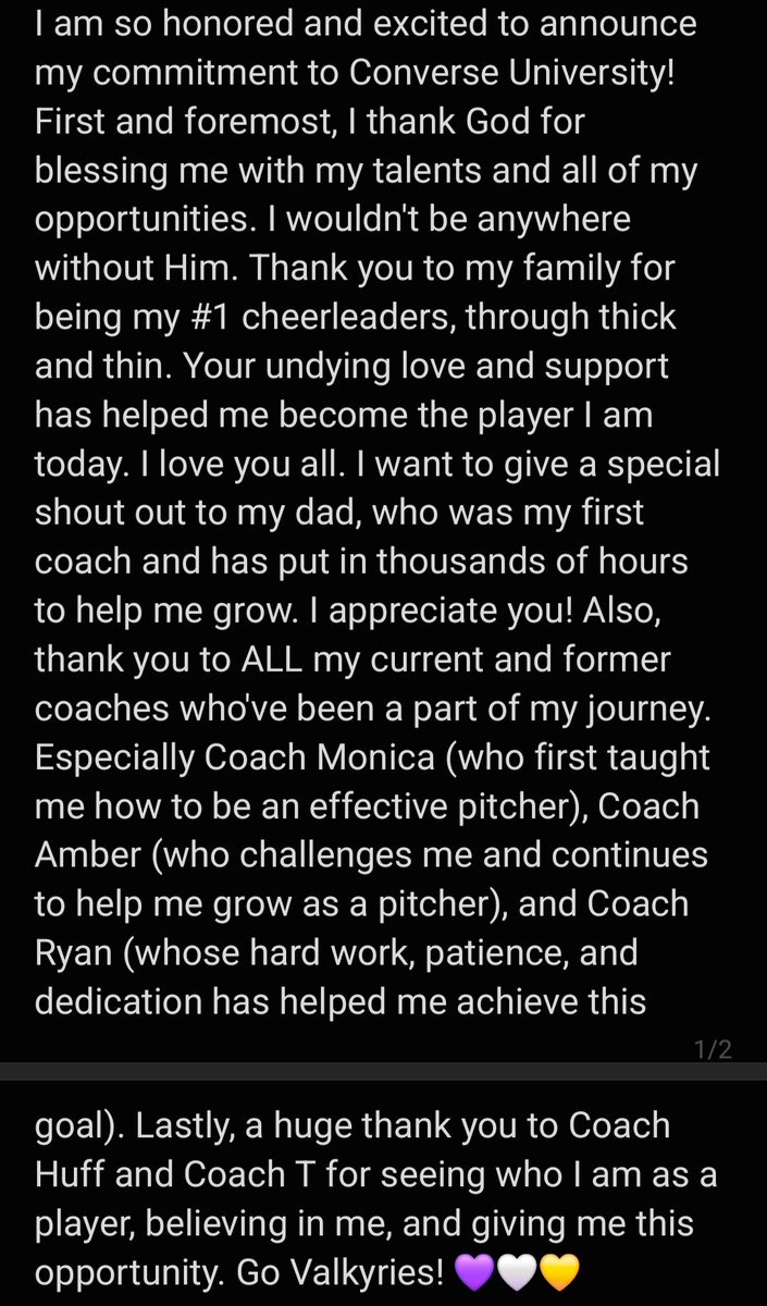 So pumped for my next 4! Go Vals! #Committed <a href="/ValkyriesSB/">Converse University Softball</a> <a href="/CoachJackieHuff/">Coach Jackie Huff</a>  <a href="/tbullard71/">Tanner Bullard</a>  @ECBullets18U <a href="/CoachMonica35/">Monica Perry</a>