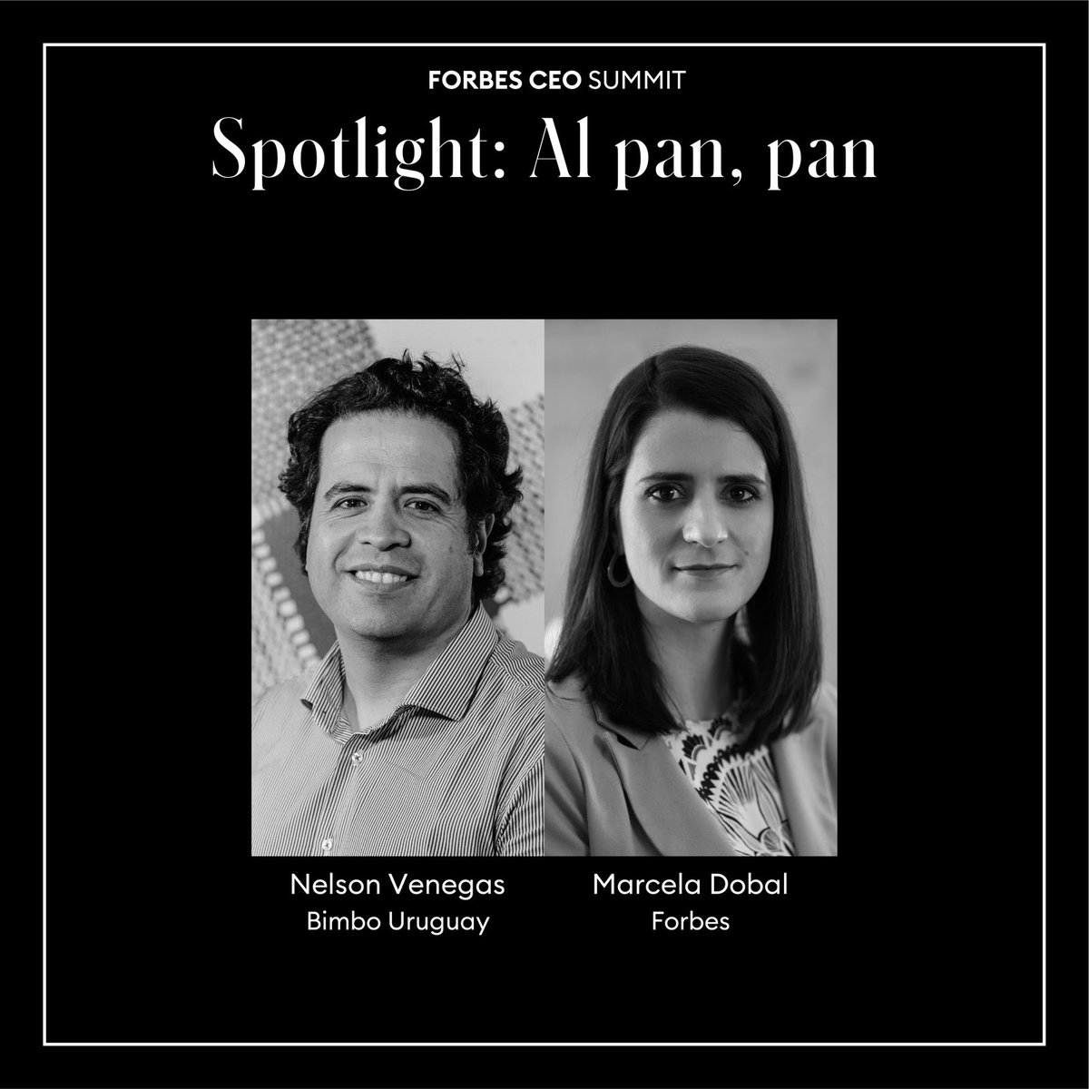 Forbes Uruguay 🇺🇾 (@forbesuruguay) on Twitter photo 📣 El miércoles 27 de noviembre tendrá lugar la tercera edición local de Forbes CEO Summit.
Spotlight: Al pan, pan
Entrevista: <a href="/marcedobal/">Marcela Dobal</a>
👉 Evento presencial por invitación en @hyattcentricmvd, de 9 a 13 horas.
📍Por más información: summitforbes@forbesuruguay.com 📣 El miércoles 27 de noviembre tendrá lugar la tercera edición local de Forbes CEO Summit.
Spotlight: Al pan, pan
Entrevista: <a href="/marcedobal/">Marcela Dobal</a>
👉 Evento presencial por invitación en @hyattcentricmvd, de 9 a 13 horas.
📍Por más información: summitforbes@forbesuruguay.com
