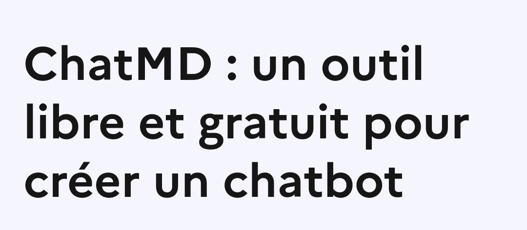 Gérald Tirot (@tirotg) on Twitter photo #ChatMD est un #logiciel en ligne, libre et gratuit, qui vise à permettre à la communauté enseignante et à d’autres institutions, de créer facilement des #chatbots.
<a href="/Cedric_Eyssette/">Cédric Eyssette</a> <a href="/DANE_acLyon/">DRANE Lyon</a>
drane.ac-lyon.fr/spip/ChatMD-ou… #ChatMD est un #logiciel en ligne, libre et gratuit, qui vise à permettre à la communauté enseignante et à d’autres institutions, de créer facilement des #chatbots.
<a href="/Cedric_Eyssette/">Cédric Eyssette</a> <a href="/DANE_acLyon/">DRANE Lyon</a>
drane.ac-lyon.fr/spip/ChatMD-ou…