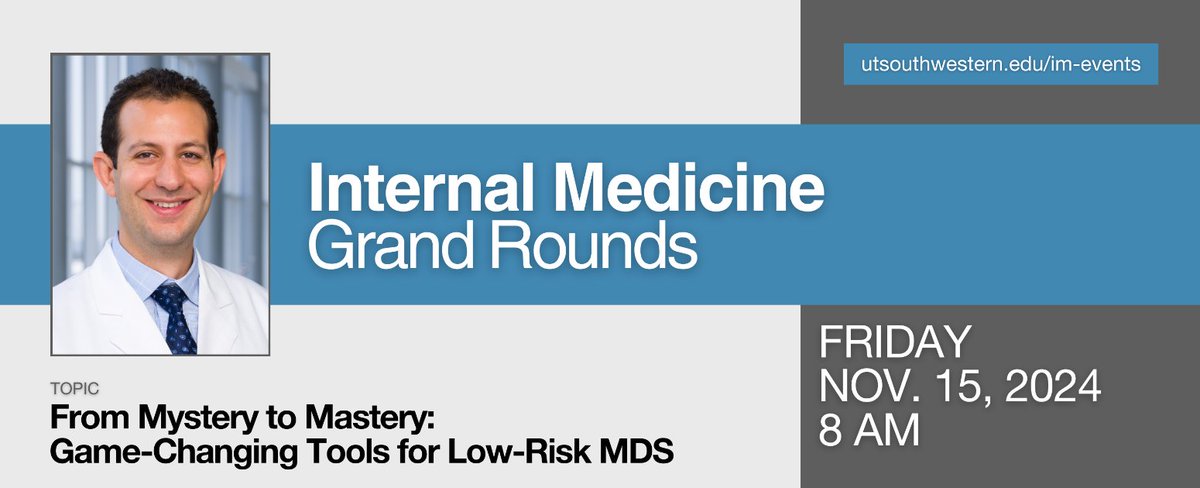 UTSW Hematology & Oncology (@utswhemeonc) on Twitter photo 📢 On Nov. 15, Dr. <a href="/madanatyazan/">Yazan Madanat, MD</a>, Associate Professor of Internal Medicine's Hematology Oncology Division <a href="/UTSWMedCenter/">UT Southwestern Medical Center</a> , delivered an impactful Grand Rounds lecture on "From Mystery to Mastery: Game-Changing Tools for Low-Risk MDS." 📢 On Nov. 15, Dr. <a href="/madanatyazan/">Yazan Madanat, MD</a>, Associate Professor of Internal Medicine's Hematology Oncology Division <a href="/UTSWMedCenter/">UT Southwestern Medical Center</a> , delivered an impactful Grand Rounds lecture on "From Mystery to Mastery: Game-Changing Tools for Low-Risk MDS."