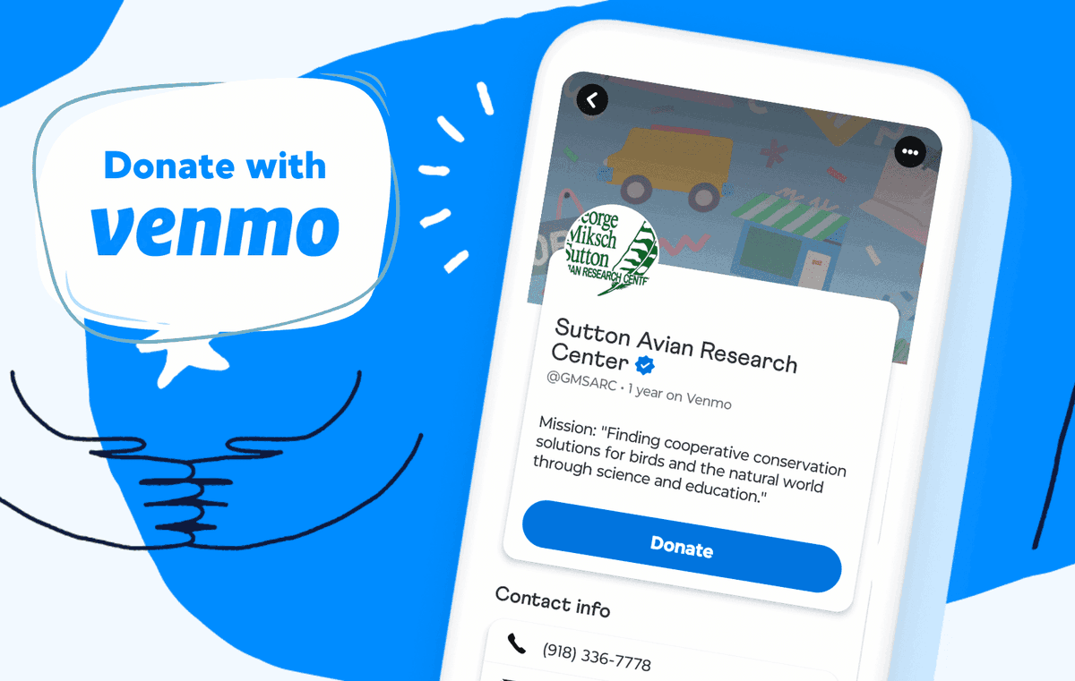 SuttonCenter's tweet photo. Did you know that you can donate to the Sutton Center with Venmo? Visit the link below or search "Sutton Avian Research Center" in the Venmo app to find our charity profile and give today! 

https://t.co/H2cyQ4gpsK

#SUTTONCENTER #GIVINGTUESDAY #2024GIVINGTUESDAY https://t.co/AkZlQr7LKg