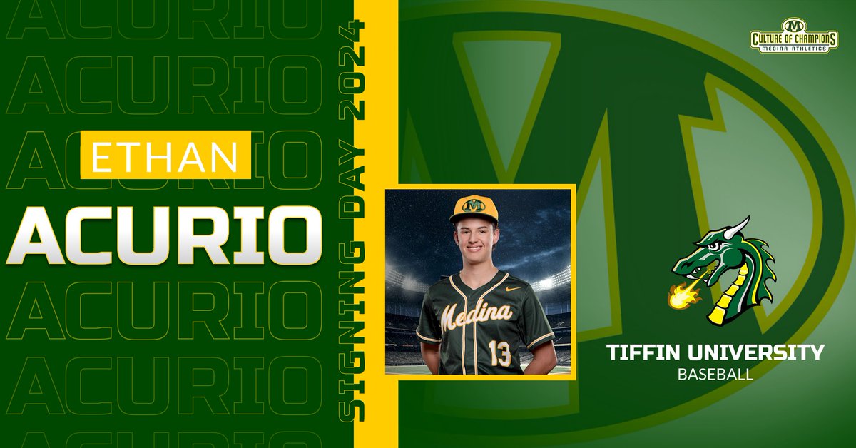 Medina Athletics (@medinaathletics) on Twitter photo Our next Signing Day signee is Ethan Acurio from our baseball team who will be attending Tiffin University! Congratulations to Ethan and his family! #CultureofChampions <a href="/gotiffindragons/">Tiffin University Athletics</a> <a href="/TUDragonsBB/">Tiffin University Baseball</a> <a href="/MCScomm1/">MCS Communications</a> <a href="/MedinaBoosters/">MedinaBoosters</a> <a href="/MHSBaseballBees/">Medina Bees Baseball</a> Our next Signing Day signee is Ethan Acurio from our baseball team who will be attending Tiffin University! Congratulations to Ethan and his family! #CultureofChampions <a href="/gotiffindragons/">Tiffin University Athletics</a> <a href="/TUDragonsBB/">Tiffin University Baseball</a> <a href="/MCScomm1/">MCS Communications</a> <a href="/MedinaBoosters/">MedinaBoosters</a> <a href="/MHSBaseballBees/">Medina Bees Baseball</a>