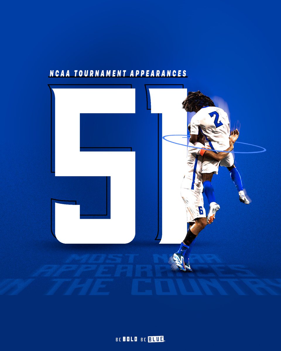Most <a href="/NCAASoccer/">NCAA Soccer</a> tournament appearances in the country.

#BeBold #BeBlue 🔵