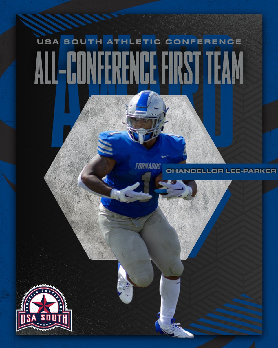 Brevard College Athletics (@bctornados) on Twitter photo Football: Congrats to graduate running back Chancellor Lee-Parker for earning USA South All-Conference First Team honors! #NadoNation #d3fb <a href="/BrevardF5/">BC Football 🌪</a> Football: Congrats to graduate running back Chancellor Lee-Parker for earning USA South All-Conference First Team honors! #NadoNation #d3fb <a href="/BrevardF5/">BC Football 🌪</a>