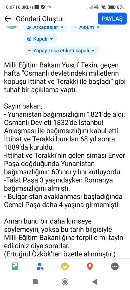 AKP'nin Milli Eğitim Bakanı temel tarih bilgisinden bile yoksun. Memleketin hali bu. Uyanın.