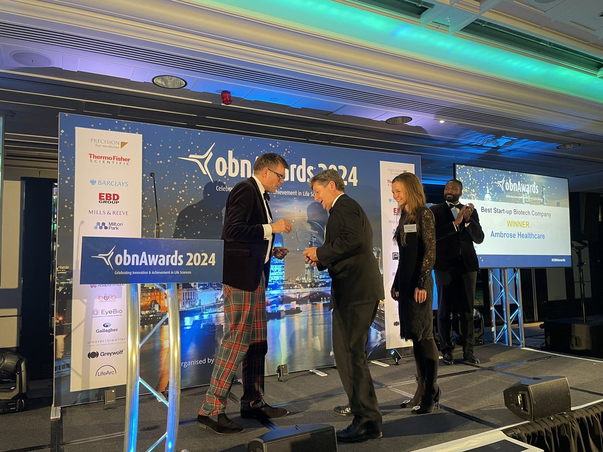 OBN_UK (@obn_uk) on Twitter photo Congratulations to the WINNER <a href="/ambrosehlthcare/">ambrosehealthcare</a> for the Best Startup Biotech Company, kindly sponsored by Milton Park. #OBNAwards Congratulations to the WINNER <a href="/ambrosehlthcare/">ambrosehealthcare</a> for the Best Startup Biotech Company, kindly sponsored by Milton Park. #OBNAwards