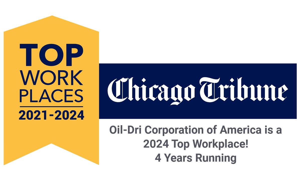 We're so proud to share that Oil-Dri has received a Chicagoland Top Workplace award by the Chicago Tribune for the 4th year in a row, and 7th time overall.

CEO Dan Jaffee: "Together, we have created a very special culture, and I could not be more proud.”

globenewswire.com/news-release/2…