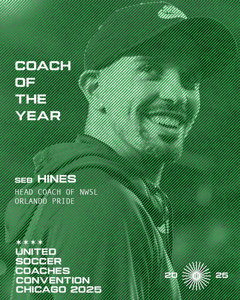 United Soccer Coaches (@unitedcoaches) on Twitter photo Congrats to Seb Hines, Head Coach of <a href="/NWSL/">National Women’s Soccer League</a>'s Orlando Pride, on being named the 2024 NWSL Coach of the Year!
Don’t miss the chance to hear from Coach Hines at the 2025 United Soccer Coaches Convention during the Orlando Pride Coaches Panel!
Register Now: bit.ly/32NTeT1 Congrats to Seb Hines, Head Coach of <a href="/NWSL/">National Women’s Soccer League</a>'s Orlando Pride, on being named the 2024 NWSL Coach of the Year!
Don’t miss the chance to hear from Coach Hines at the 2025 United Soccer Coaches Convention during the Orlando Pride Coaches Panel!
Register Now: bit.ly/32NTeT1