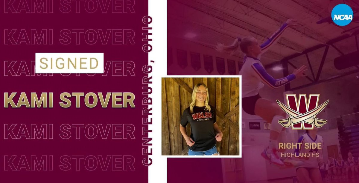 Walsh Volleyball (@walshvolleyball) on Twitter photo Cav Nation, letโs welcome Kami Stover to our family.
โ๏ธ 1st All-Ohio 2023,24; 3rd team 2022
โ๏ธ 1st All-District 2022-24; POY 2023
โ๏ธ 1st All-Conference 2022-24; POY 2023-24
โ๏ธ AVCA All-Region 2024
โ๏ธ Highland HS record for single season kills, career kills, and kills in a match Cav Nation, letโs welcome Kami Stover to our family.
โ๏ธ 1st All-Ohio 2023,24; 3rd team 2022
โ๏ธ 1st All-District 2022-24; POY 2023
โ๏ธ 1st All-Conference 2022-24; POY 2023-24
โ๏ธ AVCA All-Region 2024
โ๏ธ Highland HS record for single season kills, career kills, and kills in a match