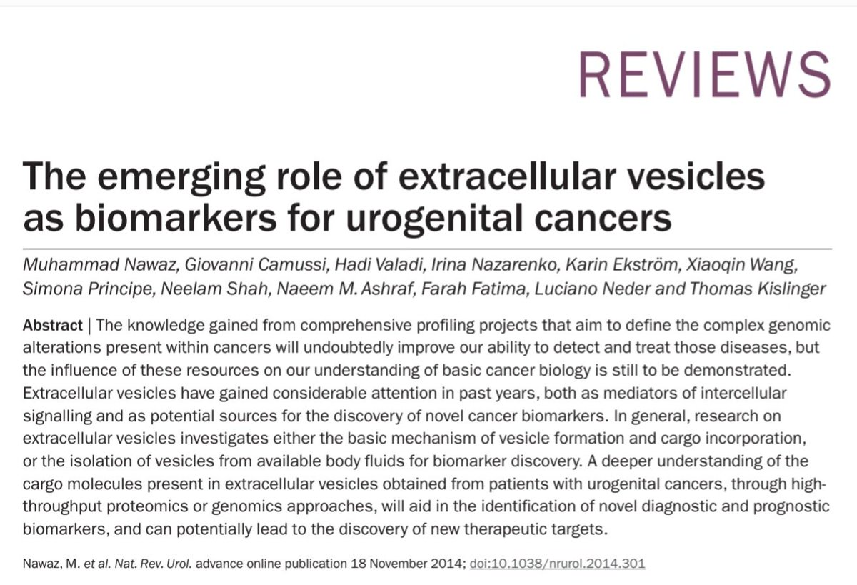 RNA_hacker's tweet image. Celebrating 10 years of my first ever review article,&that in @NatRevUrol🥳 with @KislingerThomas
Early studies on #EVs are a landmark, many mentioned in this review e.g from Raposo, Clotilde, @janlotvall, Rak, breakefield @EditBuzas, @EstherNolteHoen & so lnkd.in/ddbrUmEA