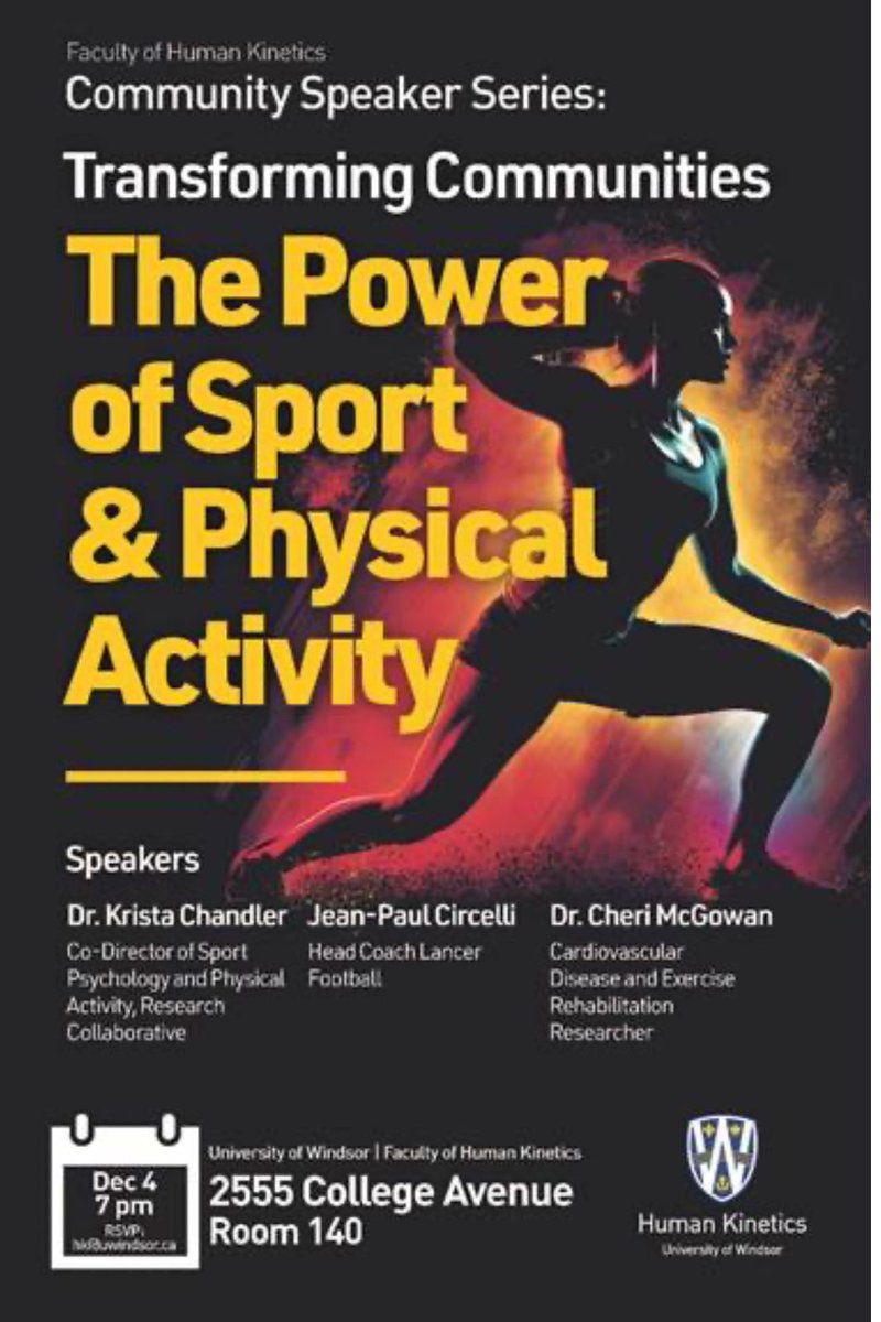 SPPARC (@spparc_uwindsor) on Twitter photo <a href="/uwinkinesiology/">UWindsor Kinesiology</a> Community Speaker Series on December 4th at 7pm! <a href="/KristaJChandler/">Krista Chandler</a> will be one of the distinguished speakers at the event! We can’t wait to hear to title the power of sport and PA in the community! <a href="/UWindsor/">University of Windsor</a> <a href="/uwinkinesiology/">UWindsor Kinesiology</a> Community Speaker Series on December 4th at 7pm! <a href="/KristaJChandler/">Krista Chandler</a> will be one of the distinguished speakers at the event! We can’t wait to hear to title the power of sport and PA in the community! <a href="/UWindsor/">University of Windsor</a>