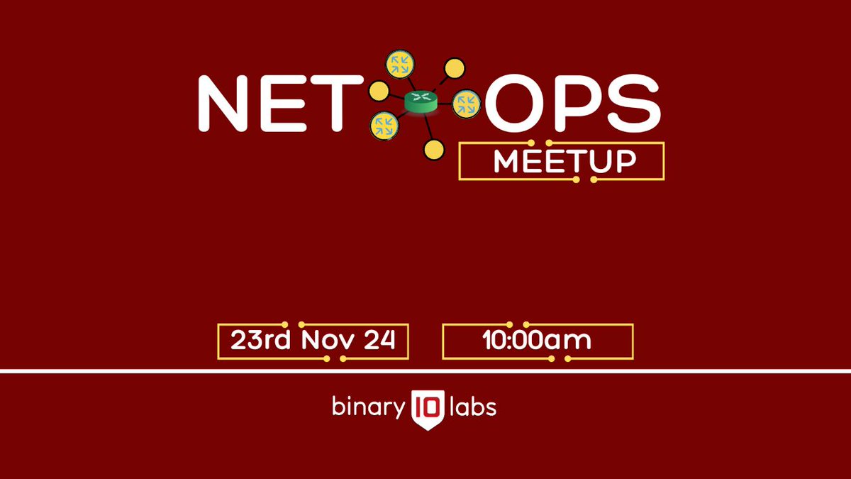 binaryxlabs's tweet image. We are hosting a NetOps Meetup for Network Admins &amp;amp; Engineers eager to share their experiences and learn from Professionals in the field!

🗓 23rd Nov 2024
⏰️ 10:00 AM 
📍 Binary Labs - Kunduchi
