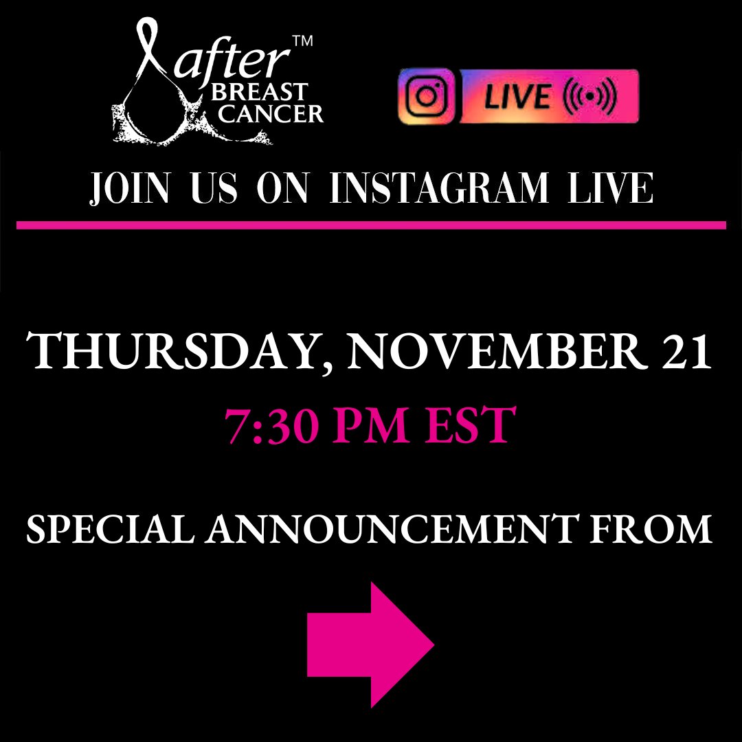 ABC_program_'s tweet image. Tune in Thursday, November 21 at 7:30pm for a special announcement, LIVE on Instagram with @AliciaVianga @KATELINDER 
#afterbreastcancer