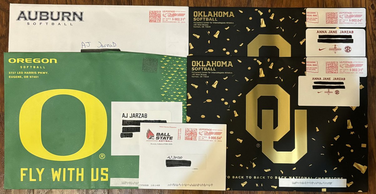 Anna Jane (AJ) Jarzab (@annajanejarzab) on Twitter photo Thank you for the mail <a href="/OU_Softball/">Oklahoma Softball</a>, <a href="/AuburnSoftball/">Auburn Softball</a>, <a href="/OregonSB/">Oregon Softball</a>, and <a href="/BallStateSB/">Ball State Softball</a>!! Thank you for the mail <a href="/OU_Softball/">Oklahoma Softball</a>, <a href="/AuburnSoftball/">Auburn Softball</a>, <a href="/OregonSB/">Oregon Softball</a>, and <a href="/BallStateSB/">Ball State Softball</a>!!