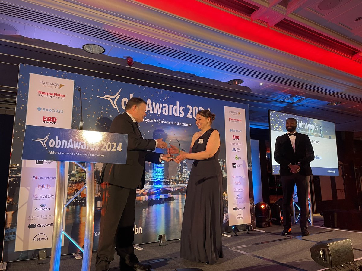 Congratulations to the WINNER Oxford Biomedica for the Most Impactful CRO. #OBNAwards