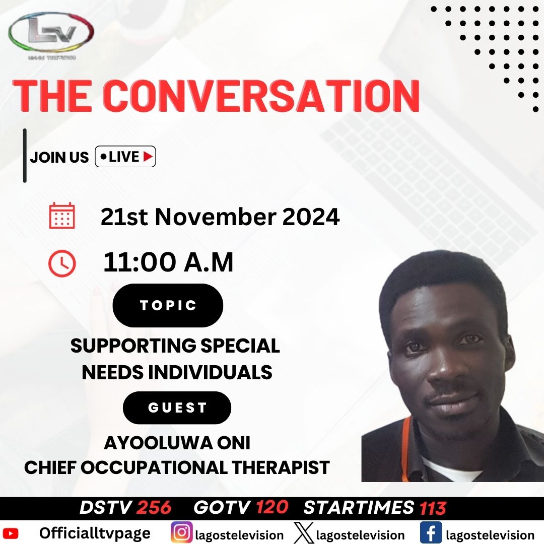 lagostelevision's tweet image. Supporting special needs individuals and creating a more compassionate world for all with Ayooluwa Oni, Chief Occupational Therapist

#SupportSpecialNeeds 
#InclusiveCommunity 
#EmpowerAllAbilities
#SupportAndCare
#voiceoflagos