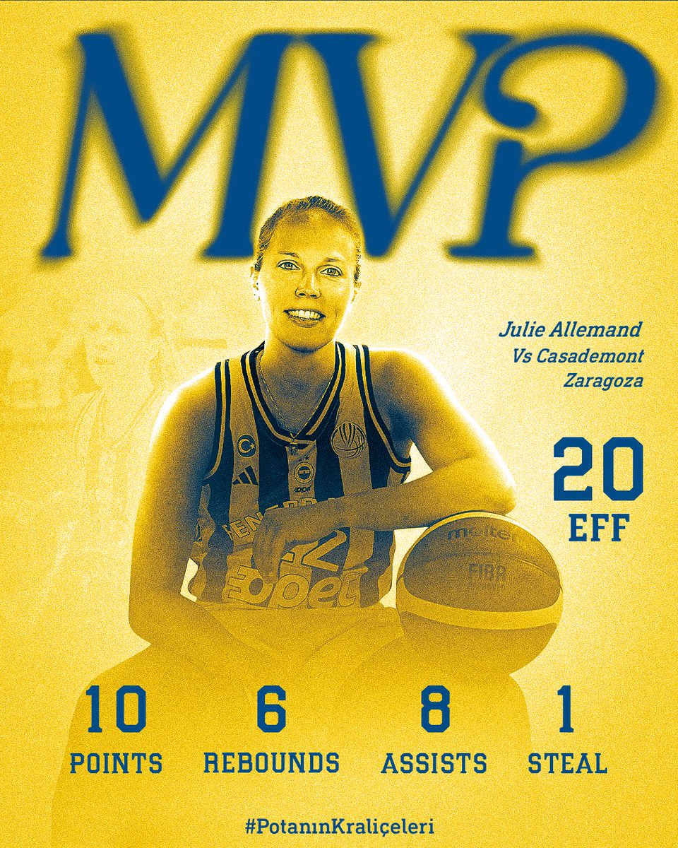 MVP MVP MVP! 💛💙

👉 <a href="/JulieAllemand/">Julie Allemand</a> 👏

#PotanınKraliçeleri 
#EuroLeagueWomen