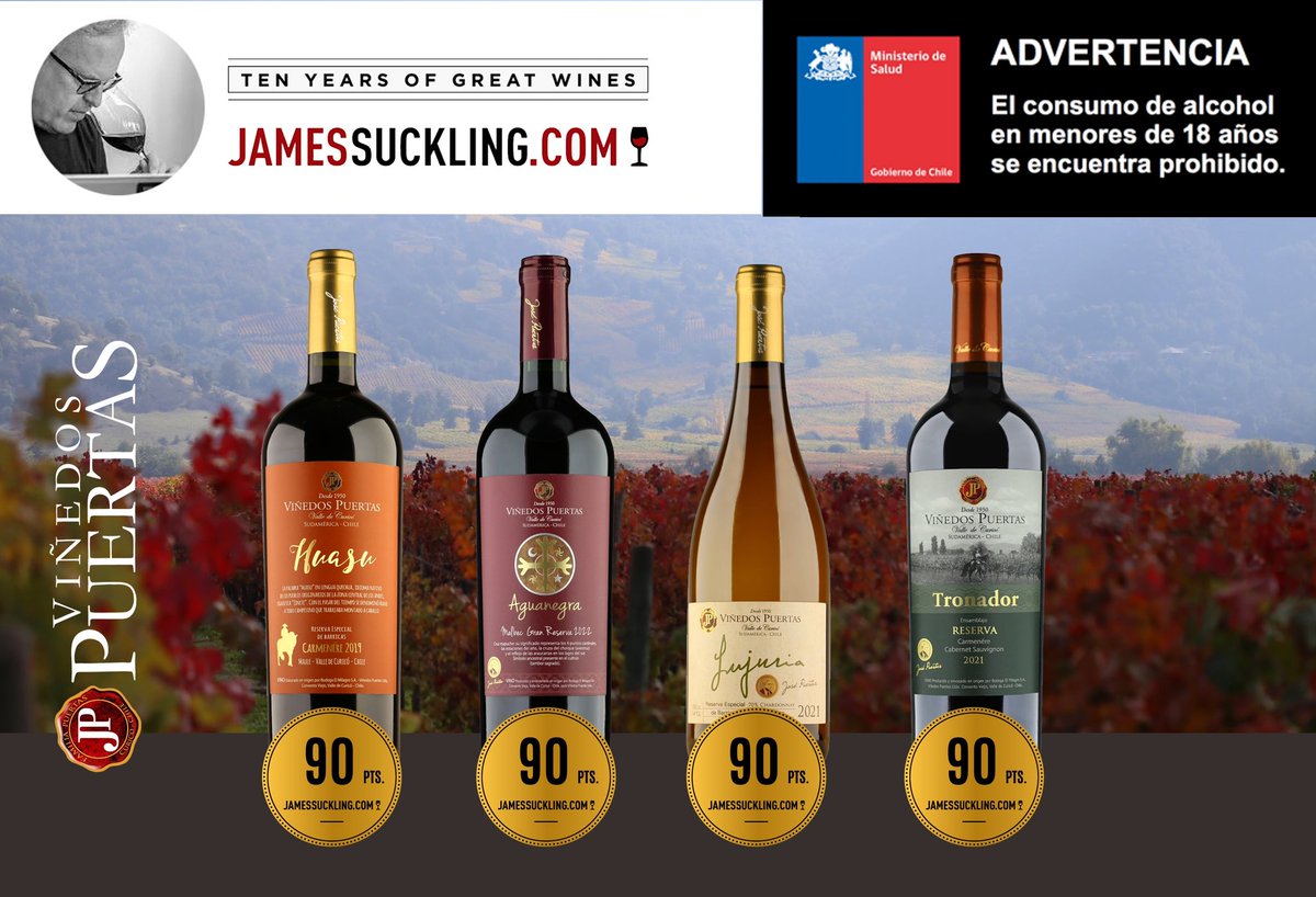 Con mucho orgullo compartimos los Puntajes obtenidos por nuestros vinos en la mesa de cata de James Suckling, realizada en Octubre 2024.

James Suckling es uno de los principales críticos de vinos de la actualidad, cuyas reseñas son leídas y respetadas por amantes del vino,