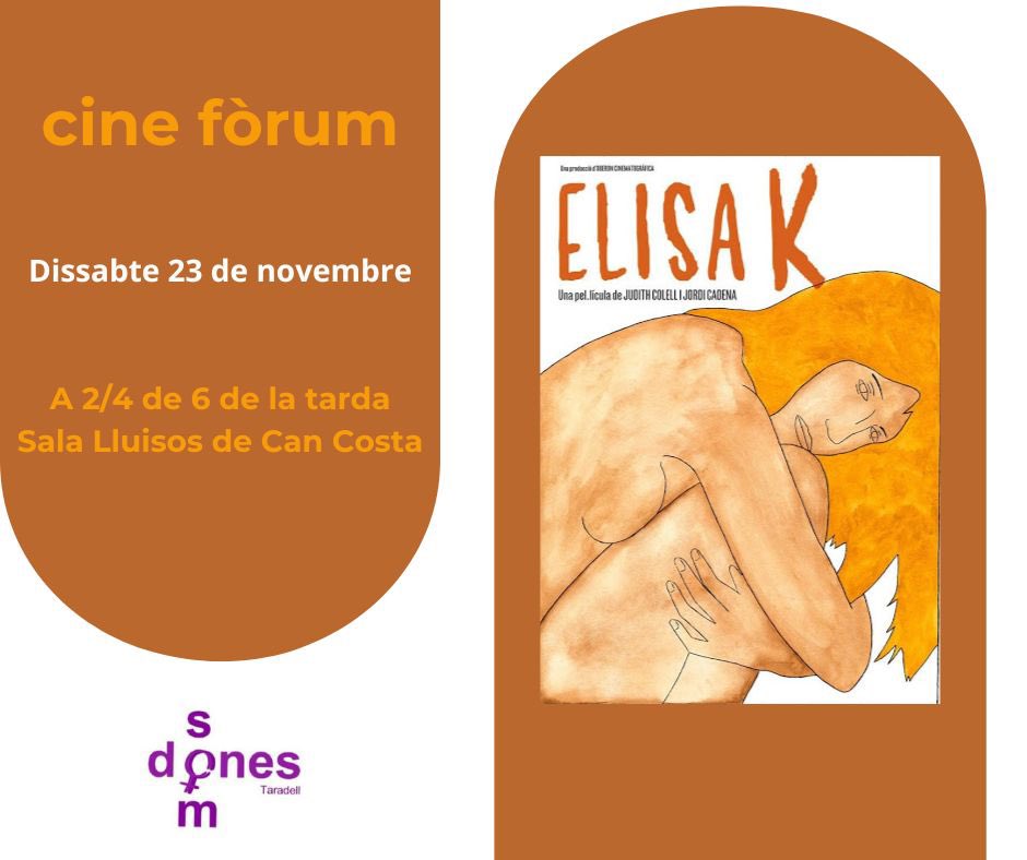 💜 S'apropa el 25N, això vol dir que se'ns omple l'agenda!

👉🏻 Aquest dissabte a 2/4 de 6 vine a veure la pel·lícula "Elisa K", un llargmetratge que tracta la violència masclista des d'una mirada innovadora i molt interessant.

Fins dissabte!💜

#25N #Taradell #somdones