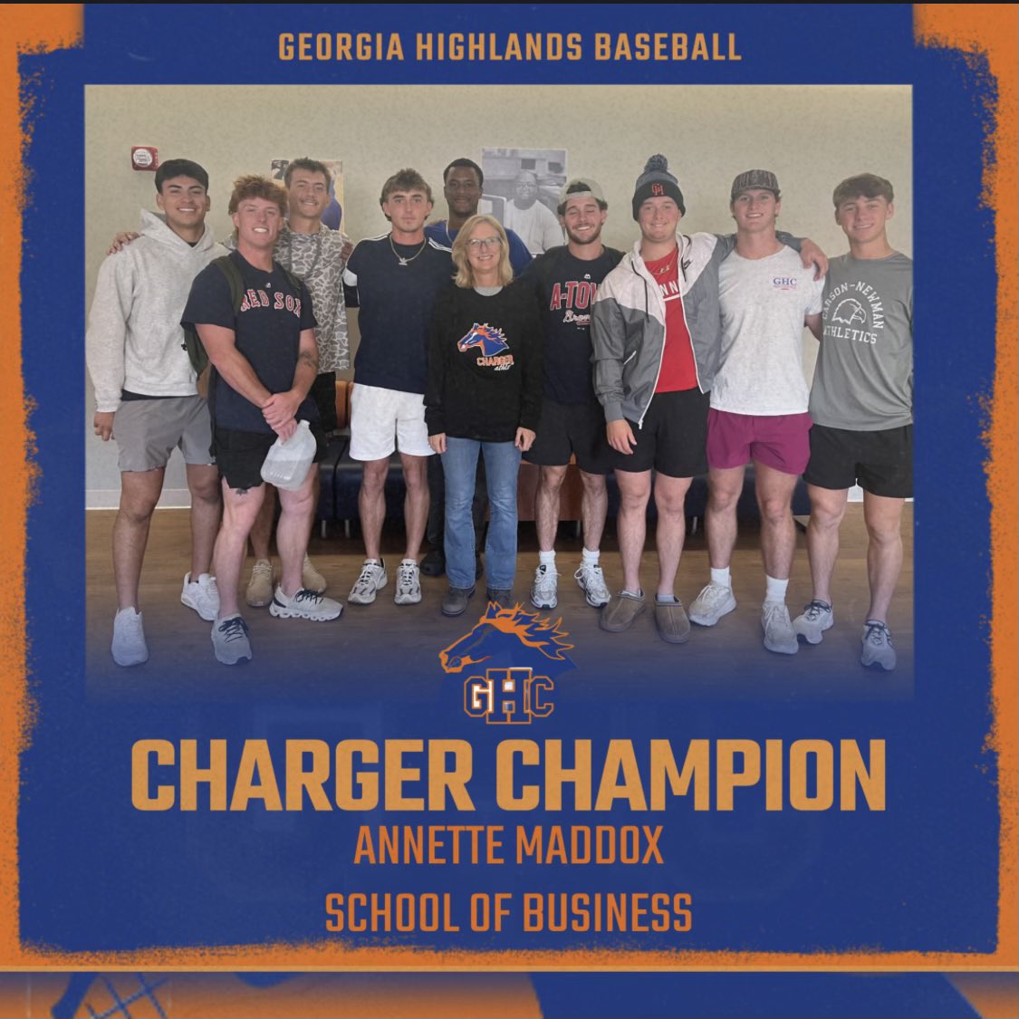 Congratulations to our November Charger Champion, Ms. Annette Maddox, with the GHC School of Business! The GHC baseball team nominated Ms. Maddox as being a dedicated faculty member who has made an impact on the student athletes at Georgia Highlands. Thank you, Ms. Maddox!