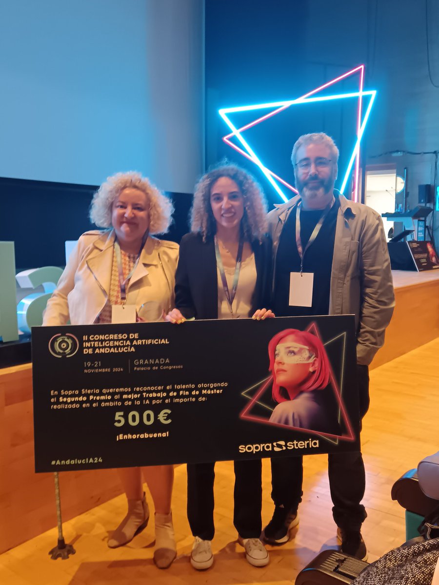 🎉 Un honor recibir uno de los premios al mejor TFM en el II Congreso de #IA de Andalucía!
 Gracias a <a href="/SopraSteria_ES/">Sopra Steria España</a> y <a href="/AgenciaDigAnd/">Agencia Digital de Andalucía</a> por visibilizar estos trabajos, y a mis  tutores <a href="/maite_martin/">Maite Martín</a> y @amontejoraez por su apoyo y tiempo ¡Un placer aprender de ellos! 🙌

<a href="/NLP_SINAI/">NLP_SINAI</a>