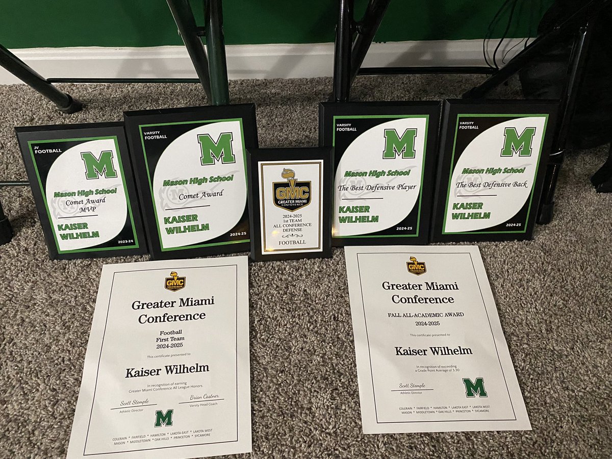 Kaiser Wilhelm (@kaiser25wilhelm) on Twitter photo We had our banquet last night, check out some of the hardware I received:
-1st Team GMC DB
-Comet Award (MVP)
-Best Defensive player
-Best Defensive Back
-GMC all academic award
Don’t sleep and check out my film
hudl.com/v/2QVc9m
<a href="/CoachCastner/">Brian Castner</a>
<a href="/_zekemoore/">Coach Moore</a> We had our banquet last night, check out some of the hardware I received:
-1st Team GMC DB
-Comet Award (MVP)
-Best Defensive player
-Best Defensive Back
-GMC all academic award
Don’t sleep and check out my film
hudl.com/v/2QVc9m
<a href="/CoachCastner/">Brian Castner</a>
<a href="/_zekemoore/">Coach Moore</a>