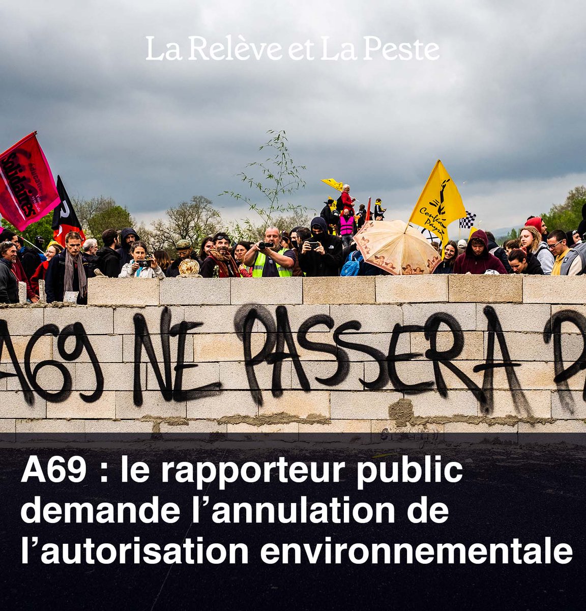 Rebondissement de taille pour les opposants à l’A69 dont le collectif  <a href="/LaVoieEstLibre_/">La Voie Est Libre</a>  ! Le rapporteur public demande l'annulation de l'autorisation environnementale de l'A69 pour absence de raison impérative d'intérêt public majeur. ⤵️ lareleveetlapeste.fr/a69-le-rapport…
